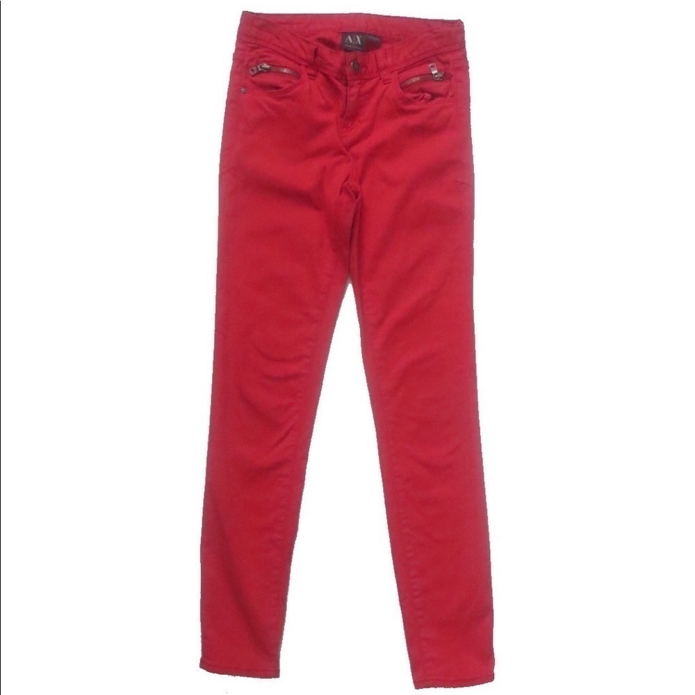 Armani Exchange Y2K Cotton Blend Red Colorful Skinny Jeans • Size 0 🔴